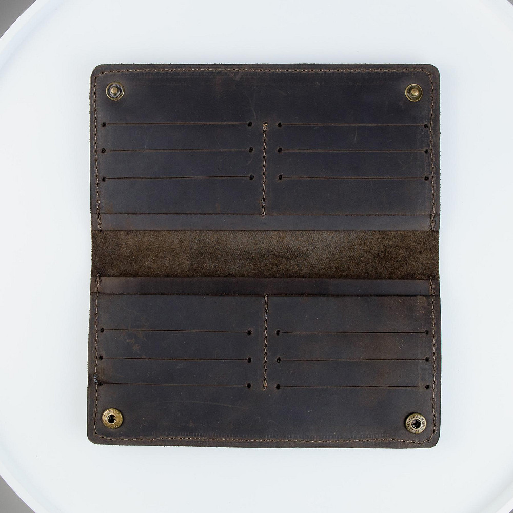 Чоловіче портмоне із натуральної шкіри Crazy Horse тиснення крокодил SH006 (Темно-коричневий) Суми - фото 5