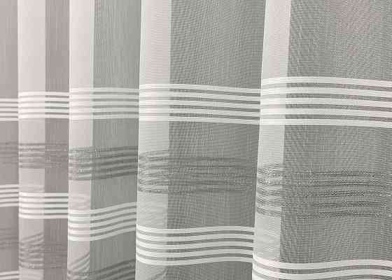 Тюль бамбук с вышивкой и люрексом цвет белый с серым 1816т Киев