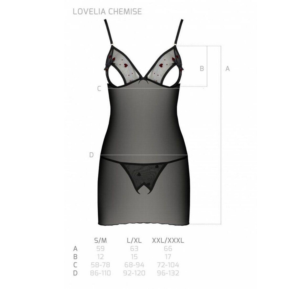 Сорочка з вирізами на грудях, стрінги Passion LOVELIA CHEMISE S/M, black Sex Aura Київ - фото 7