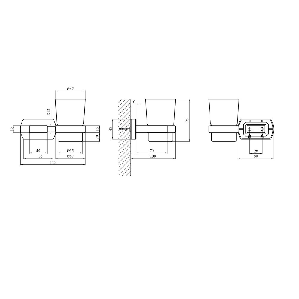 Стакан з тримачем для ванної кімнати Kroner KRP Graz — GRP95602 Київ - фото 2