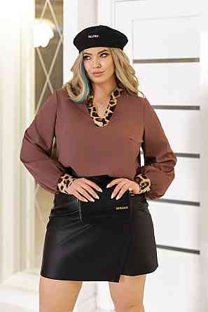 Блуза жіноча з довгими рукавами "Briana" | Норма і батал Шоколадний, 54-56 Київ