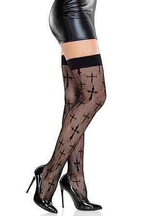 Чулки Leg Avenue Worship Me Cross Net Thigh Highs One Size Sex Aura Киев