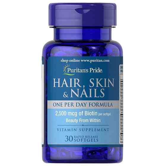 Комплекс для волос, кожи и ногтей Puritan's Pride Hair, Skin & Nails One Per Day Formula 30 Softgels Луцк
