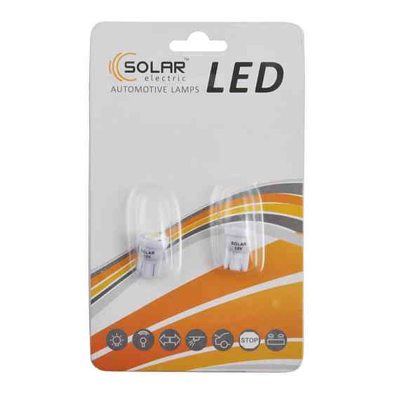 LED автолампа Solar 12V T10 W2.1x9.5d 1smd 5050 white, 2шт Київ