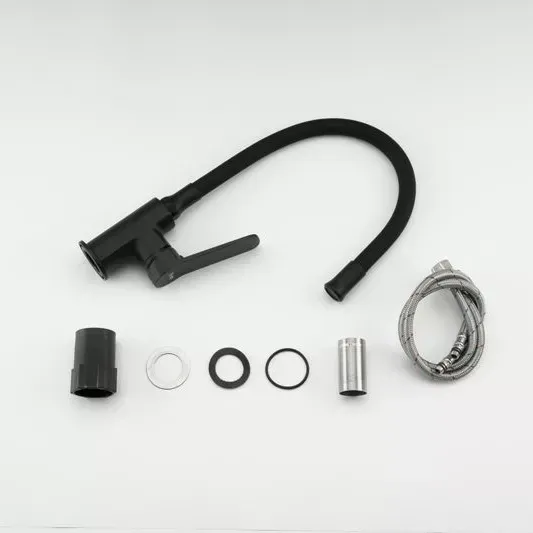 Смеситель для кухни Frap F4462 с гибким изливом, черный Киев - изображение 5