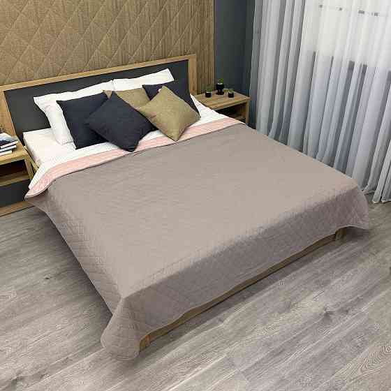 Покривало двостороннє Decorator Microfiber ромб 210х215 см какао з рожевим (85-129) Київ