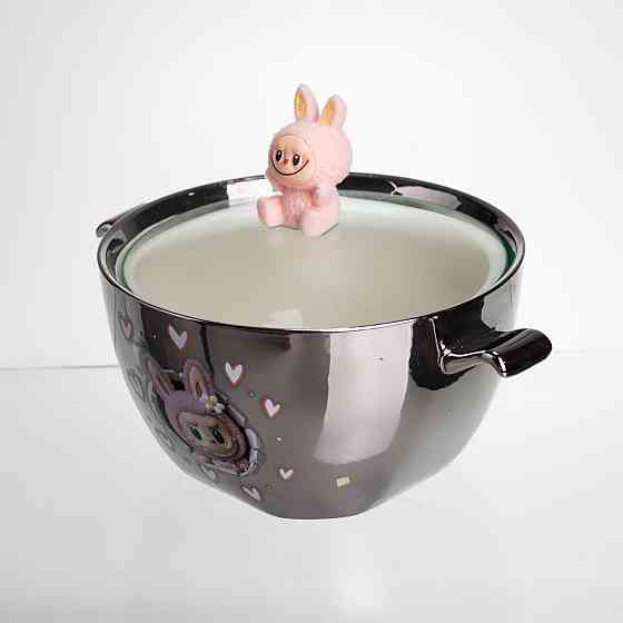 Yiwu Бульйонниця порцелянова Labubu з кришкою та ручками 800 (мл) Ø15 (см) дитяча тарілка для с Коломия