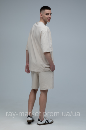 Костюм футболка оверсайз та шорти RAY BASIC бежевий чоловічий (U1801M-Cream) Київ