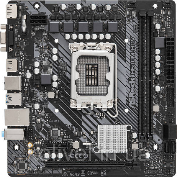 ASRock H610M-HDV (1700/H610, 2*DDR4, 1xPCIex16, HDMI/DVI/VGA, 4xSATAІІІ, GLan, 7.1ch, mATX) (H610M-HDV#) Киев - изображение 1