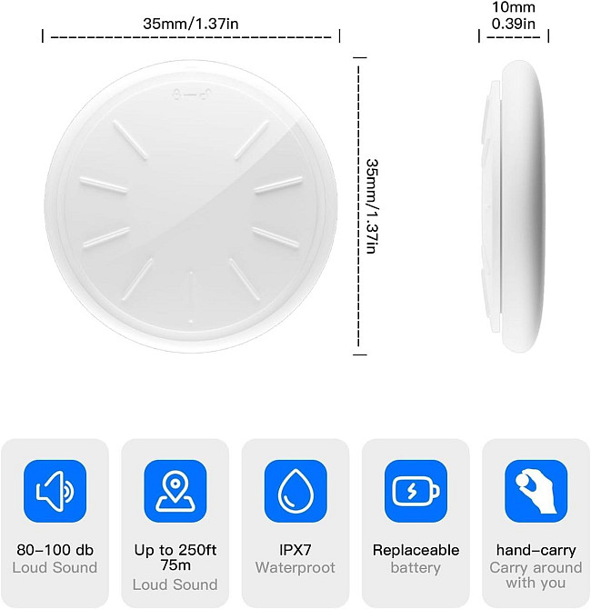 GPS Bluetooth трекер ZITTZ 4 шт, сумісний з Apple Find My, AirTag-аналоги, брелок для ключів, валізи, рюкзака, домашніх тварин Київ - фото 7