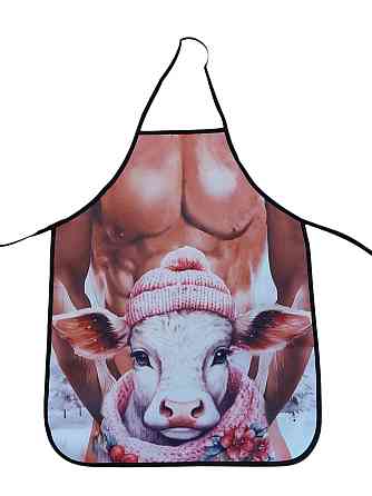 Фартук с приколом с принтом телёнка 80 на 60 см разноцветный Киев
