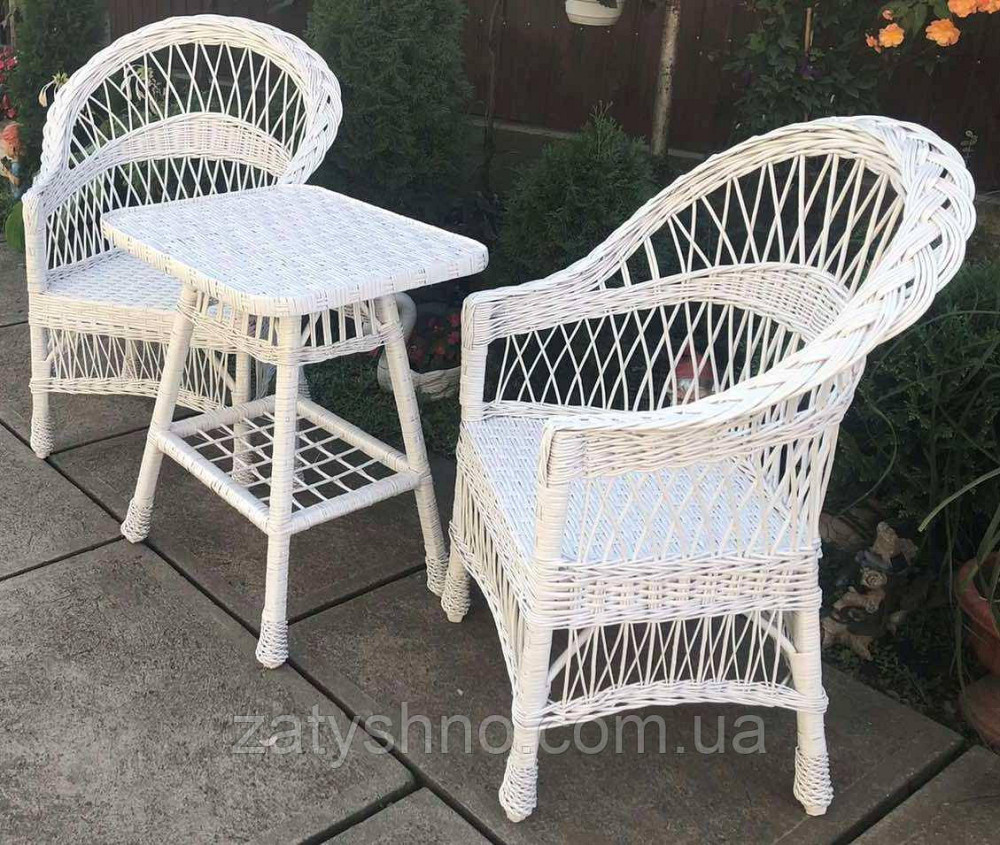 Белая мебель с 2 креслами |Мебель из лозы  белая |мебель плетеная белая со столом журнальным Киев - изображение 2