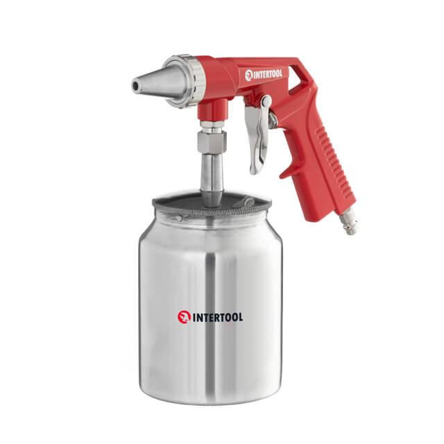 Пістолет піскострумінний, пневматичний, форсунка: 6 мм, нижня подача піску, металевий бачок 1000 мл, 8 атм INTERTOOL PT-0707 Київ - фото 7