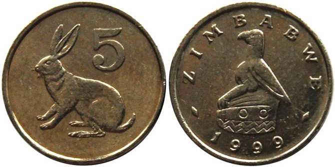 Zimbabwe Зимбабве 5 Cent 1999 UNC Полтава - фото 1