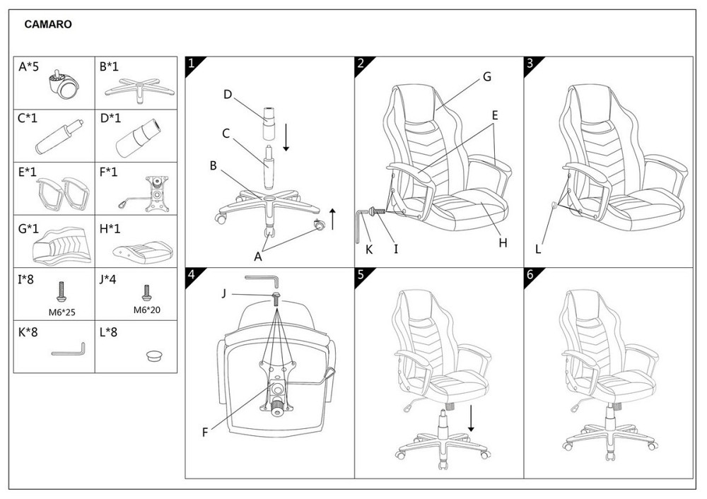 Крісло поворотне CAMARO чорне / сіре Дніпро - фото 6