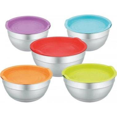 Набір металева миска з кришкою з нержавіючої сталі 5 штук для кухні природи миски ємності OU-24 Львів - фото 1