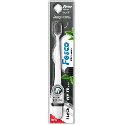 Зубная щетка Fesco Black & White Series Soft Белая с черной щетиной (4823098414131) Винница - изображение 1