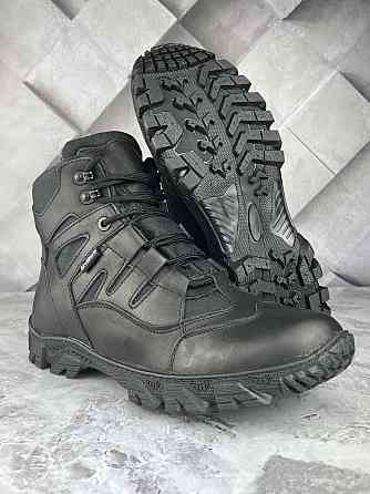 Тактичні чоловічі зимові черевики хихак чорного кольору прошиті та проклеєні військові черевики на хутрі WAR Львів