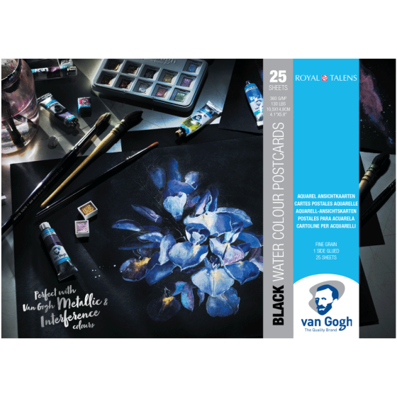 Набор бумаги для открыток Van Gogh 10,5х15см 360г/м2 25л черная бумага Royal Talens Киев