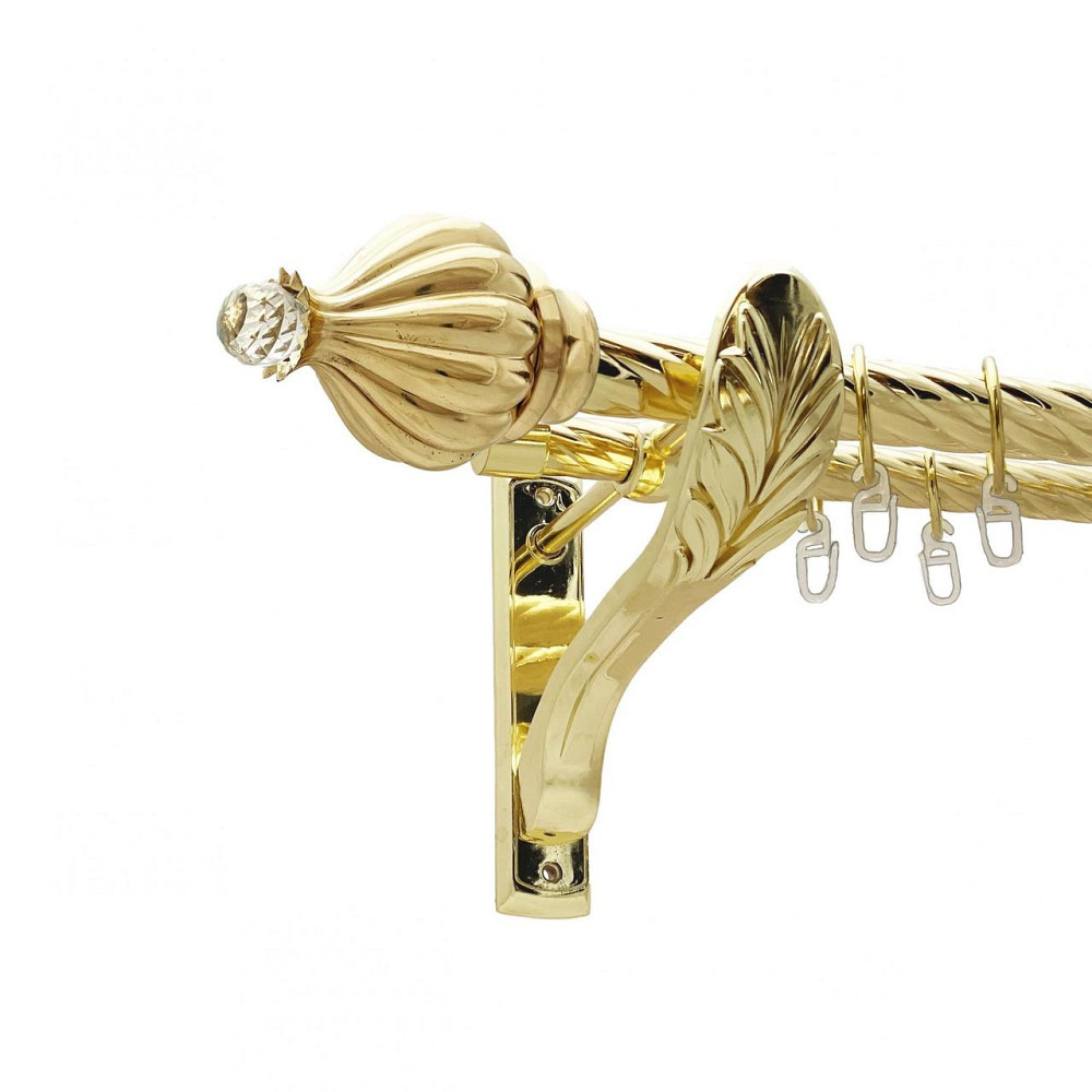 Карниз Orvit Таджа-Кристал металевий дворядний ретро скручена труба кільце металеве Золото 25\19 мм 200 см Львов - изображение 1