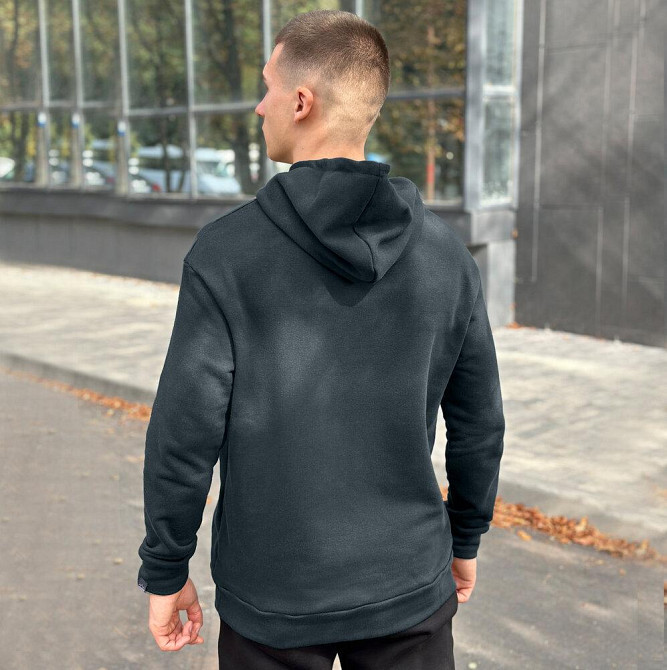 Осіннє чоловіче худі з капюшоном Pobedov 001 (трьохнитка) темно-зелене Київ - фото 1