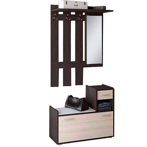 Прихожая Эверест Тандем с вешалкой и тумбой (правая) для обуви венге + дуб молочный (DTM-2456) Львов