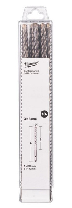 Бур SDS-PLUS 4C Contractor MILWAUKEE, O8х210мм, (10шт) Одесса - изображение 1