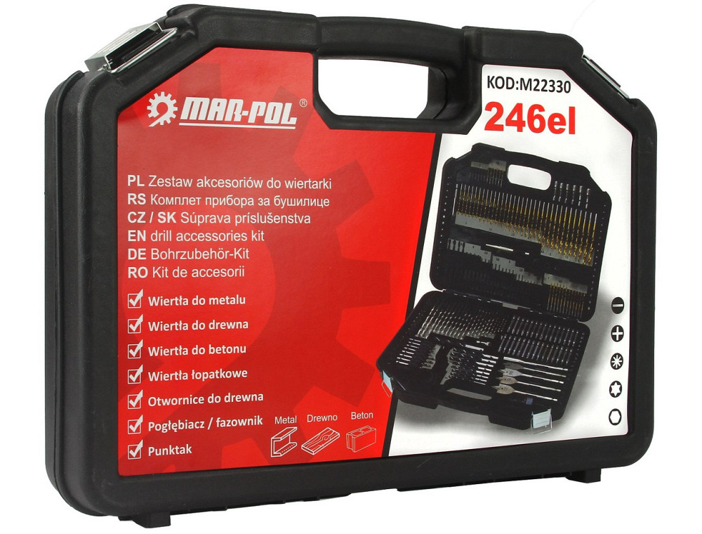 Набор сверл и коронок для бетона/дерева/металла 246 элементов в кейсе Mar-Pol (M22330) Нововолынск - изображение 6