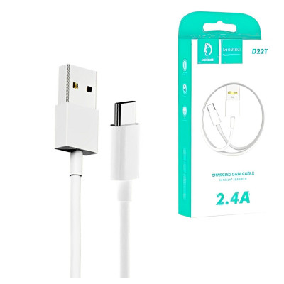 Дата кабель USB 2.0 AM to USB-C 1.0m 2.4A white Denmen (D22T-WH) Вінниця - фото 2