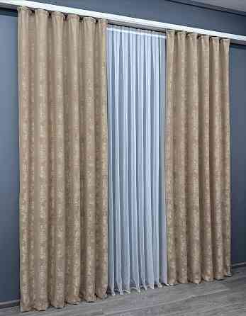 Комплект готовых штор VR-Textil Жаккард Sultan YL № 1548ш Бежевый 100х275 см 2 шт (31-755) Киев