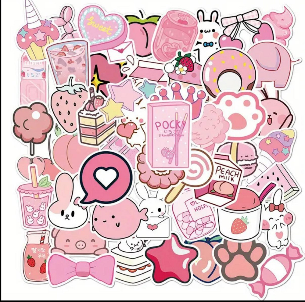 Набор кавайных стикеров розовые милые наклейки, 50 шт Киев - изображение 2