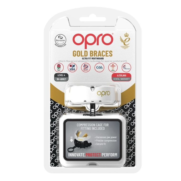 Капа OPRO Gold Braces під брекети доросла (вік 11+) White/Gold (art.102506004) Каменское - изображение 10
