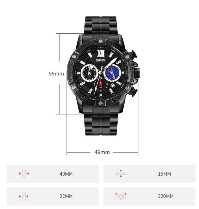 Чоловічий класичний годинник на браслеті Skmei 9235 (Чорний) Вінниця - фото 4