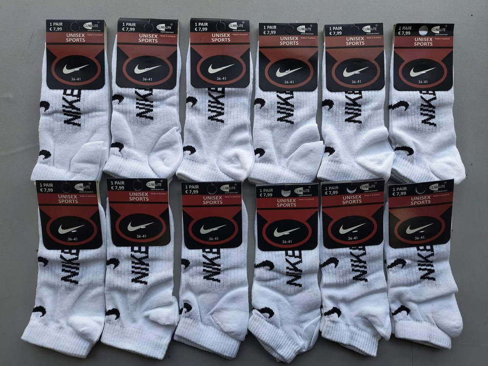 Шкарпетки чоловічі спортивні низькі 12 шт. білого кольору Nike D12 41-44 Київ - фото 1