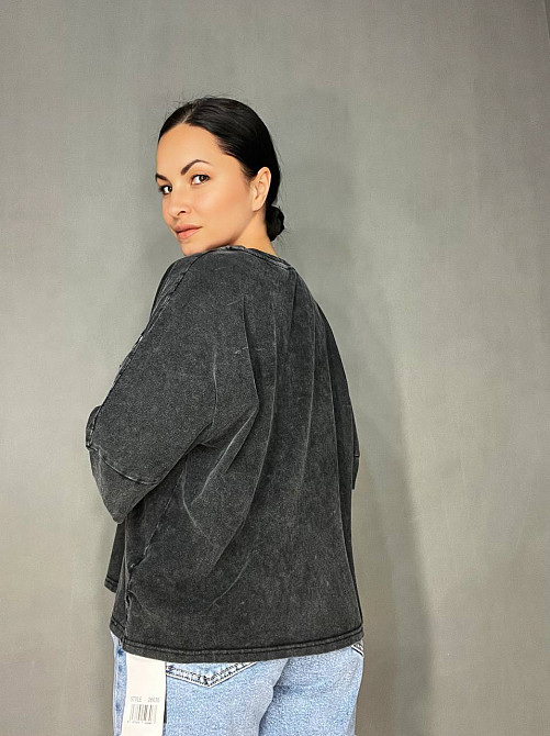 Футболка женская A-N 26030 вареная тай-дай оверсайз с вышивкой Mickey Mouse, черный, one size Киев - изображение 6