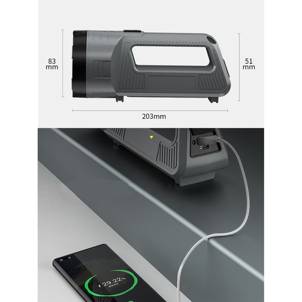 Акумуляторний світлодіодний ліхтар-прожектор WATTON WT-603 ліхтарик з USB кабелем та функцією PowerBank Кам'янець-Подільський - фото 8
