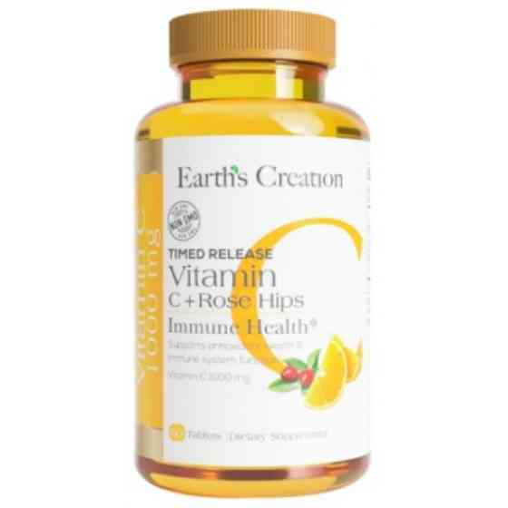 Вітамін С Earth's Creation Vitamin C 1000 mg with rose hips 60 таблеток Луцьк