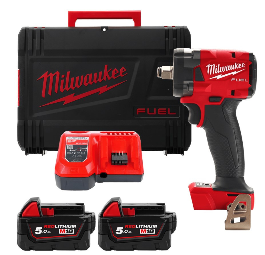 Гайковерт аккумуляторный бесщеточный 1/2'' MILWAUKEE, M18 FIW2F12-502Х, 339Нм, с кольцом (зарядное устройство M12-18 FC, 2 аккумулят Одесса - изображение 1