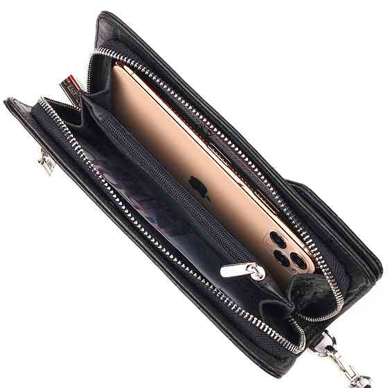 Качественное портмоне клатч из натуральной фактурной кожи CANPELLINI 21543 Черное Киев