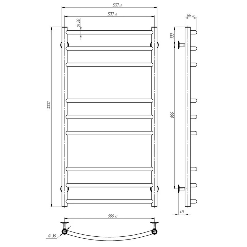 Полотенцесушитель UNIO LDE ЕU 1000-500-9 Лесенка Дуга Элит электро Киев - изображение 5