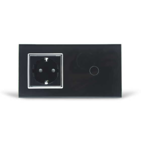 LIVOLO Сенсорний вимикач 1 сенсор 1 розетка Livolo чорний хром скло (VL-C701/C7C1EU-12C) Коломия