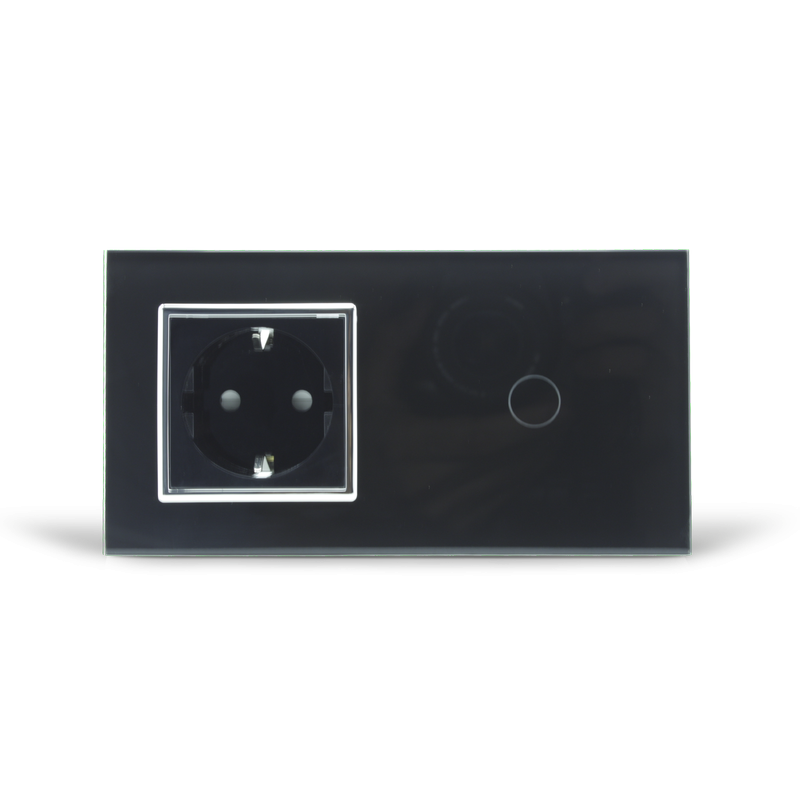 LIVOLO Сенсорний вимикач 1 сенсор 1 розетка Livolo чорний хром скло (VL-C701/C7C1EU-12C) Коломия - фото 4