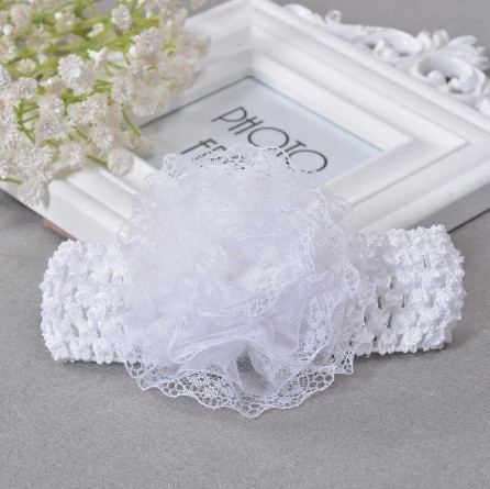 Детская повязка с цветком на голову универсальный белый Киев - изображение 1