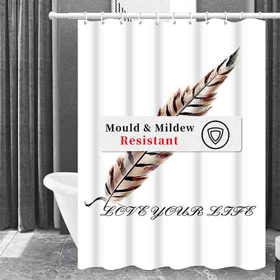 Шторка для ванны из полиэстера водонепроницаемая Bathlux 180x180 см с кольцами, занавеска для ванной комнаты Каменец-Подольский