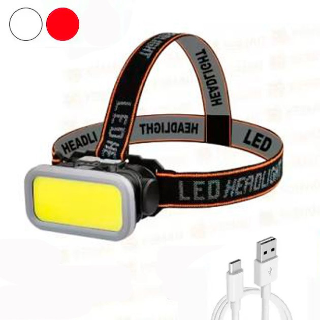 Мощный налобный LED фонарь YM-309-COB(white+red), Налобный фонарь для сантехника фанарь ZE-88 Львов - изображение 12
