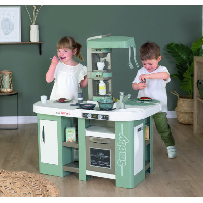 Игровой набор Smoby Большая интерактивная кухня Тефаль Студио с эффектом кипения 34 аксессуара Мятно-серая с белым (311053) Винница - изображение 4