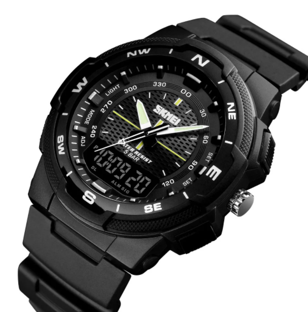 Мужские спортивные часы Skmei 1454 Черный с черным Винница - изображение 1