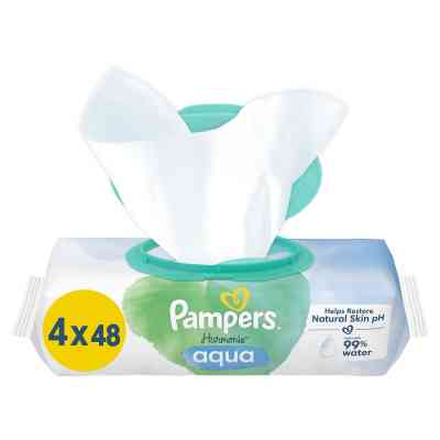 Детские влажные салфетки Pampers Harmonie Aqua 4 пачки х 48 шт (8006540556139) Винница