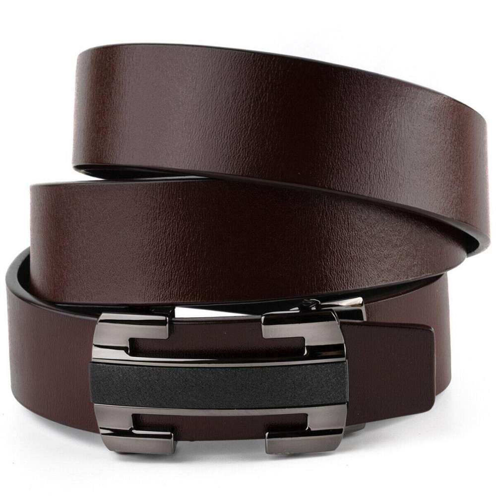 Ремень мужской с пряжкой уголки Vintage 20261 Коричневый Киев - изображение 1