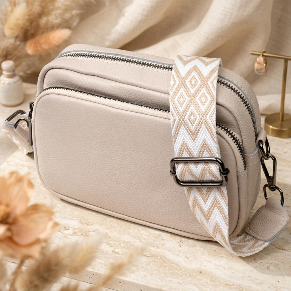 Стильна сумка жіноча крос-боді з натуральної шкіри Vintage 22295 Біла Київ - фото 11